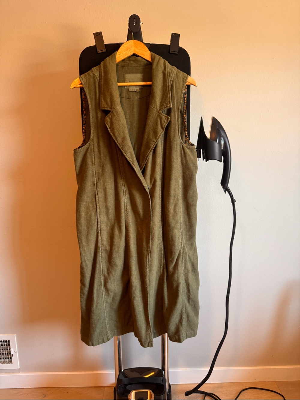 Anthropologie Olive Green Sleeveless Long Vest